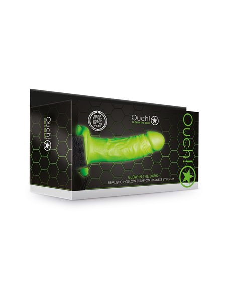 Gode-ceinture creux phosphorescent  18cm - Ouch