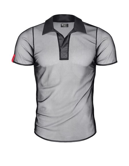 Polo en maille noire transparente - Regnes