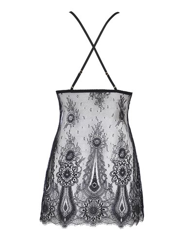 Nuisette dentelle et wetlook noire V-9789 - Axami