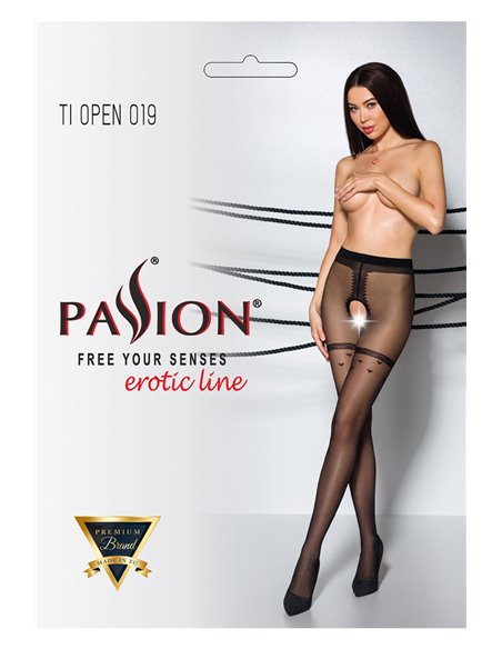 Collants ouverts TI019 20 deniers - noir