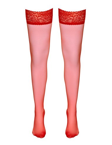 Bas autofixants rouge - Cotelli Legwear