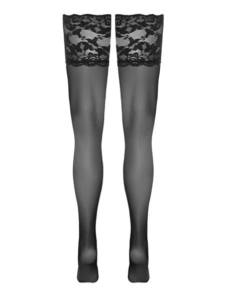 Bas autofixants large jarretière dentelle noir