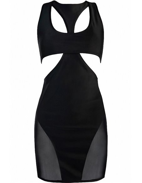 Robe moulante noire V-10619 - Axami