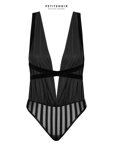 Body fendu tulle et rayures