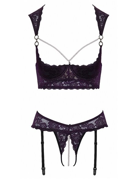 Ensemble lingerie ouverte violet - Cotelli Lingerie