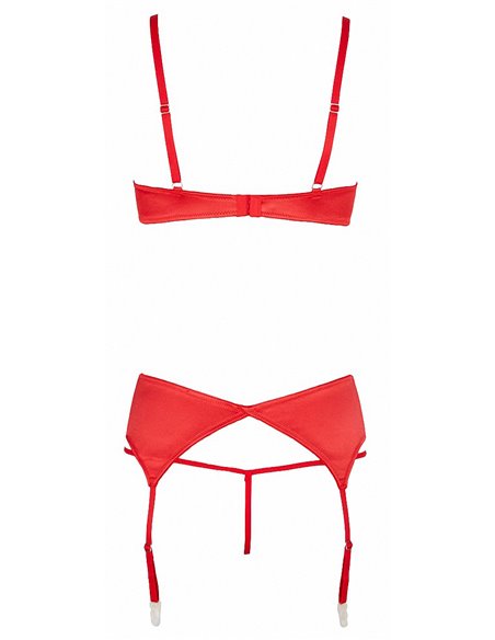 Ensemble lingerie 3 pièces ouvert rouge - Cottelli Lingerie
