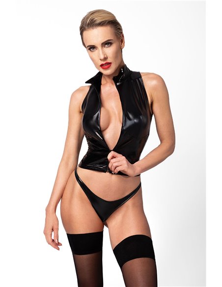 Top zippé Glam F324 vinyle et wetlook