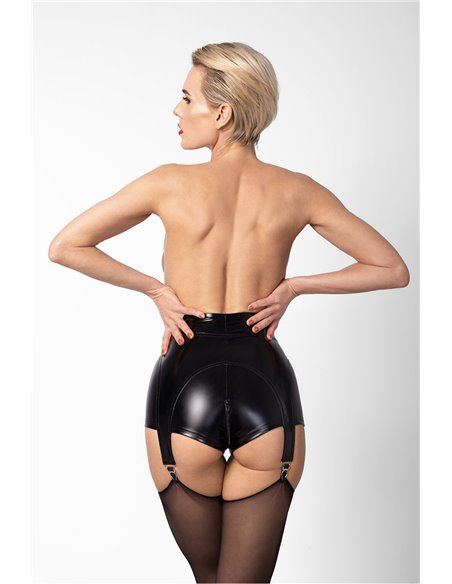 Short à jarretelles Glam F325 vinyle et wetlook