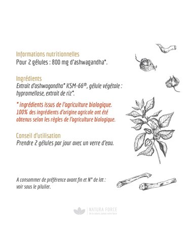 Ashwagandha Bio - gélules - Natura Force
