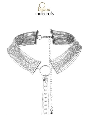 Collier en chainettes métalliques argentées