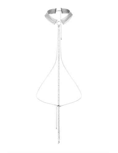 Collier en chainettes métalliques argentées