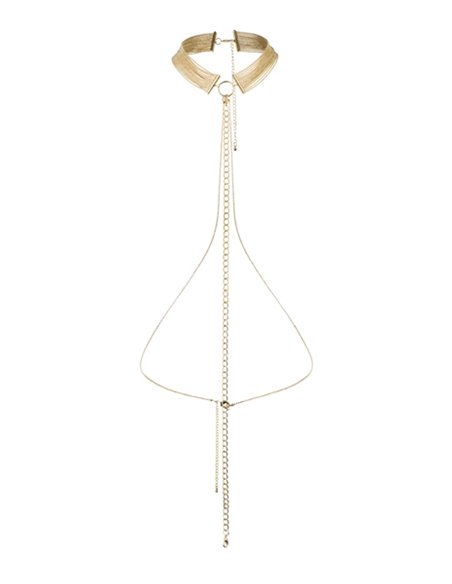 Collier en chainettes métalliques dorées