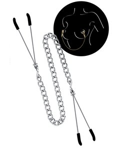 Pinces à seins et chaine argentée