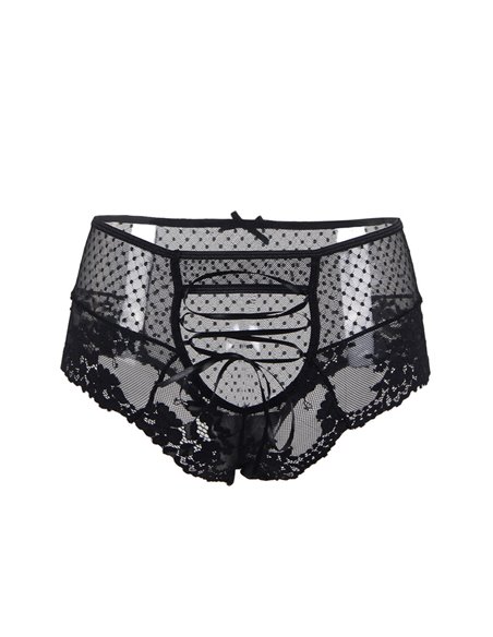 Tanga sexy noir à laçage
