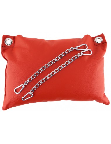 Coussin en cuir 23 x 32cm + Chaînes Rouge