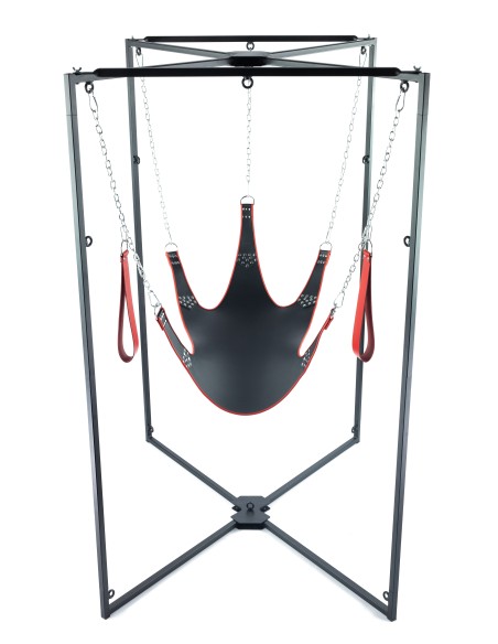 Kit Sling Cuir 5 Points Noir-Rouge Armature Noire