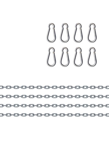Set 4 châines et 8 mousquetons en métal