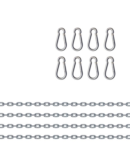 Set 4 châines et 8 mousquetons en métal