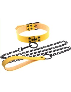 Collier-Laisse Punk Jaune