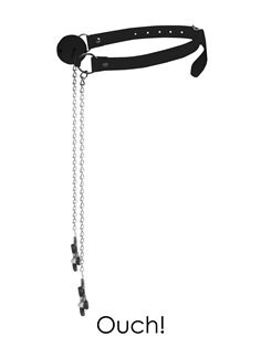 Baillon boule avec pinces à seins - Ouch! 2