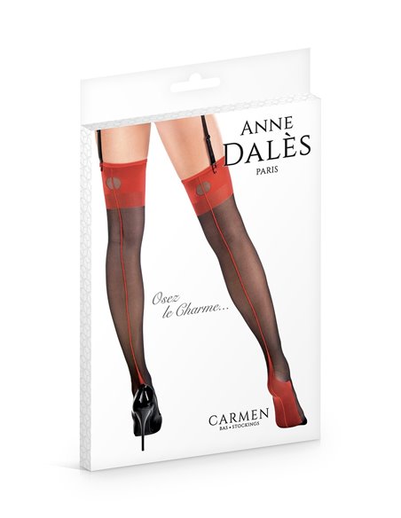 Bas couture Carmen  noir et rouge - Anne d'Alès