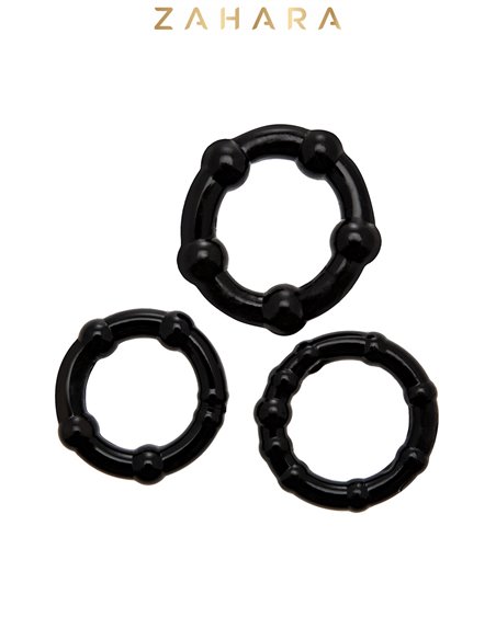 Set 3 Cockrings noir - Zahara
