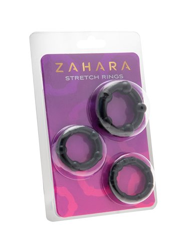 Set 3 Cockrings noir - Zahara