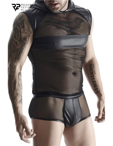 T-shirt à capuche wetlook et mesh - Regnes