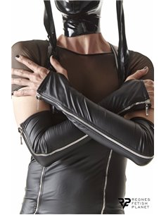 Gants longs en wetlook avec fermetures éclair - Regnes