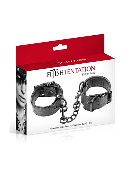 Menottes simili cuir ajustables - Fetish Tentation