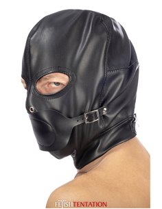 Cagoule BDSM simili cuir avec baillon amovible - Fetish Tentation 2