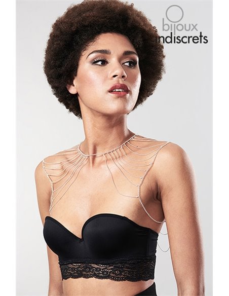 Bijoux d'épaules et de dos en chainettes métalliques argentées