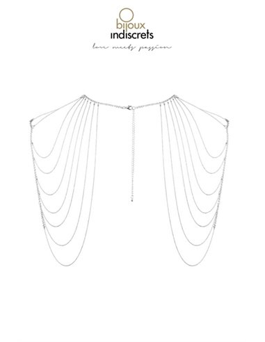 Bijoux d'épaules et de dos en chainettes métalliques argentées
