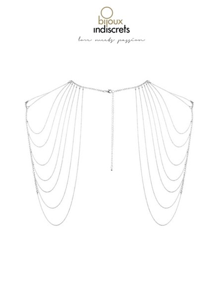 Bijoux d'épaules et de dos en chainettes métalliques argentées