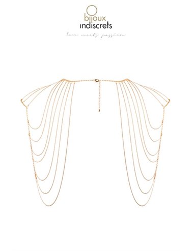 Bijoux épaules et dos en chainettes métalliques dorées