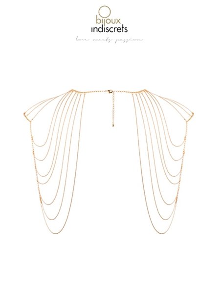 Bijoux épaules et dos en chainettes métalliques dorées