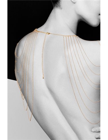 Bijoux épaules et dos en chainettes métalliques dorées