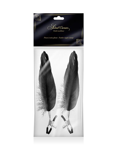 Pinces à seins plume noire - Sweet Caress