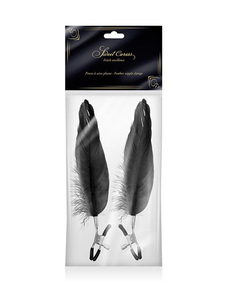 Pinces à seins plume noire - Sweet Caress