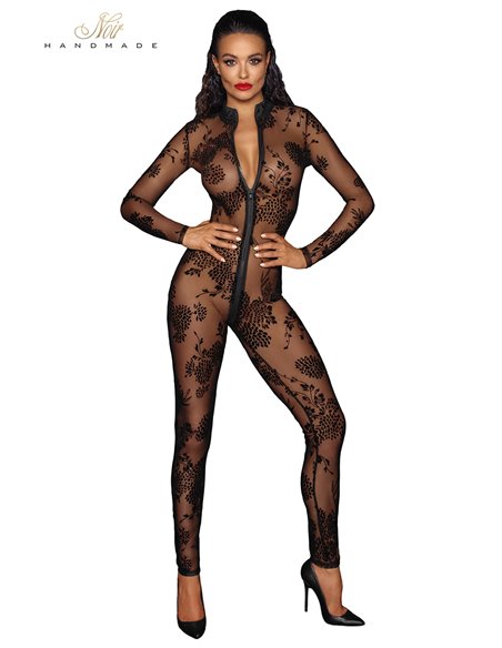 Combinaison intégrale en tulle floqué F237