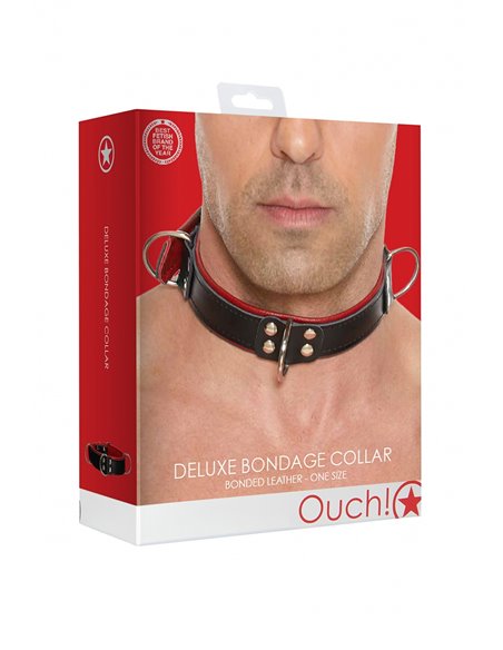 Collier Bondage Deluxe rouge et noir - Ouch!
