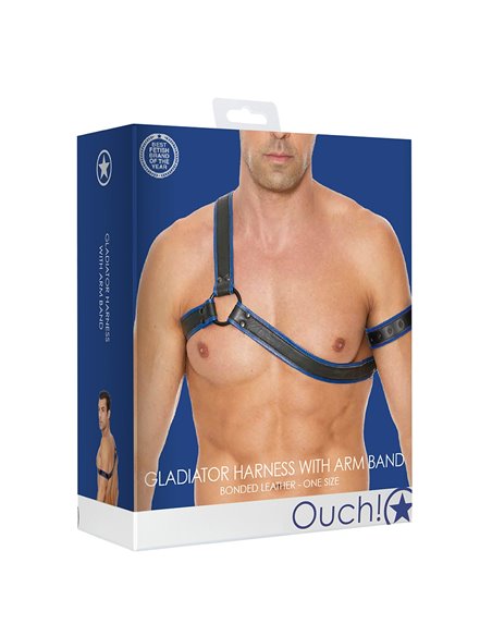 Harnais Gladiator bleu et noir - Ouch!