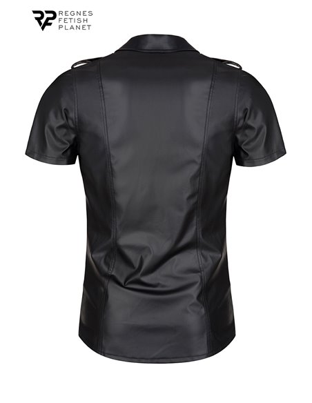 Chemise manches courtes wetlook noire Luca - Regnes