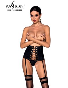 Serre taille à jarretelles faux cuir Céline - Passion