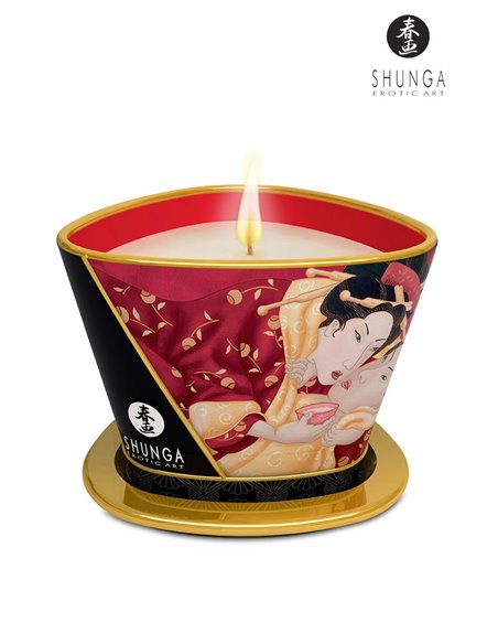Bougie à massage parfum Vin pétillant à la fraise - Shunga